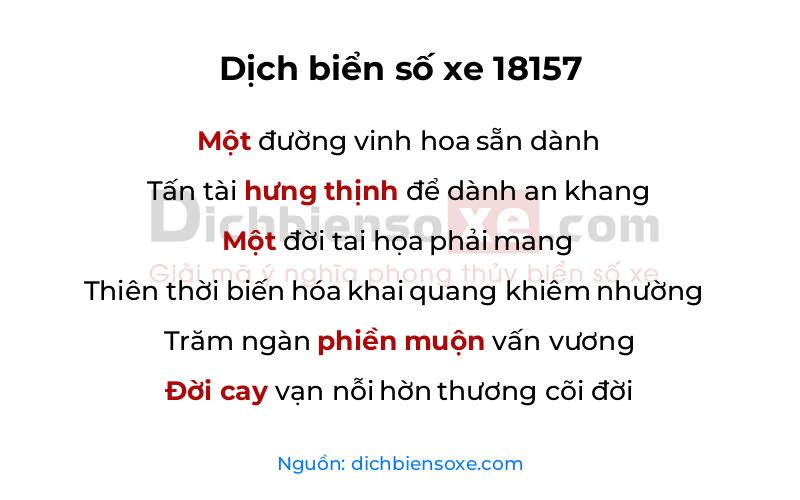 Dịch thơ biển số 18157