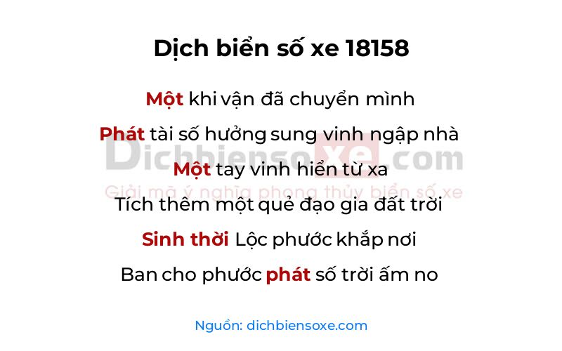 Dịch thơ biển số 18158