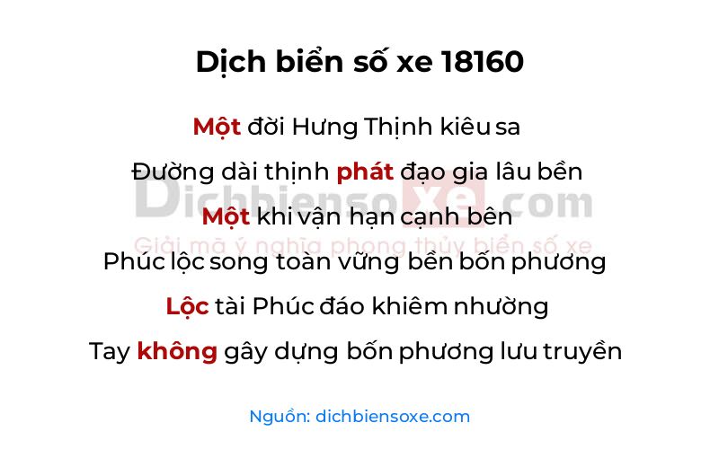 Dịch thơ biển số 18160