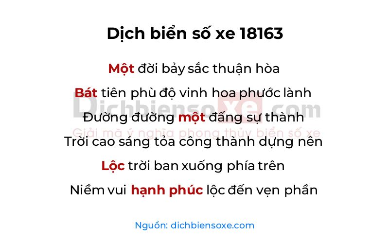 Dịch thơ biển số 18163