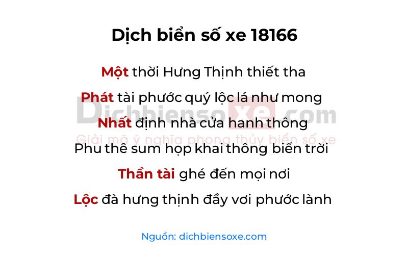Dịch thơ biển số 18166