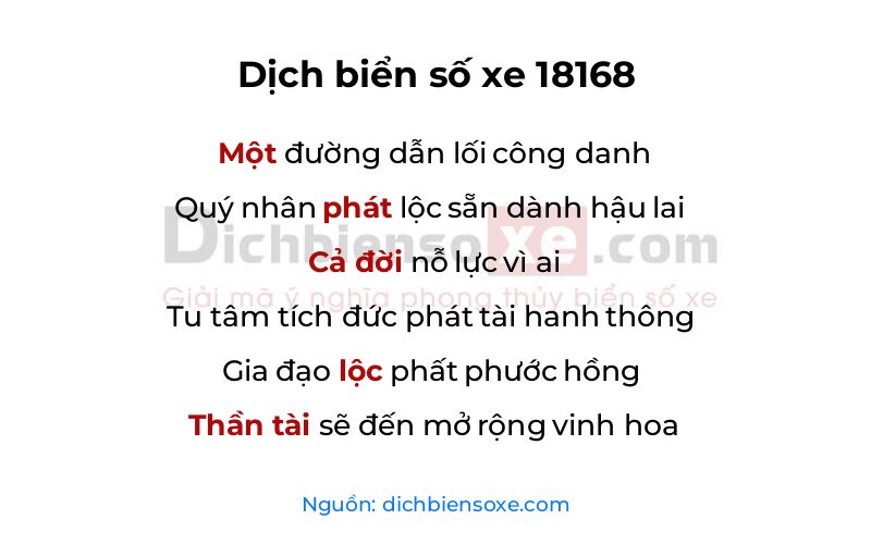 Dịch thơ biển số 18168