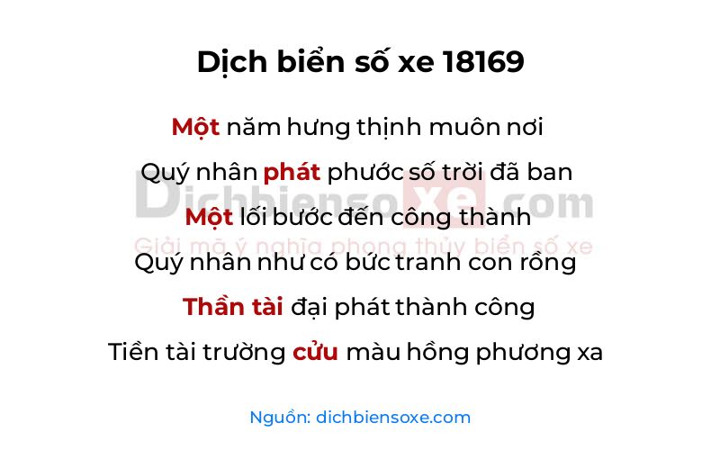 Dịch thơ biển số 18169
