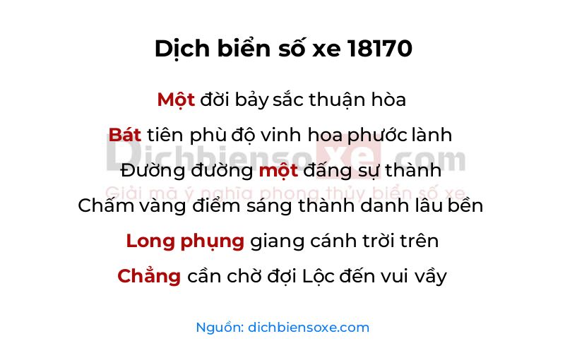 Dịch thơ biển số 18170