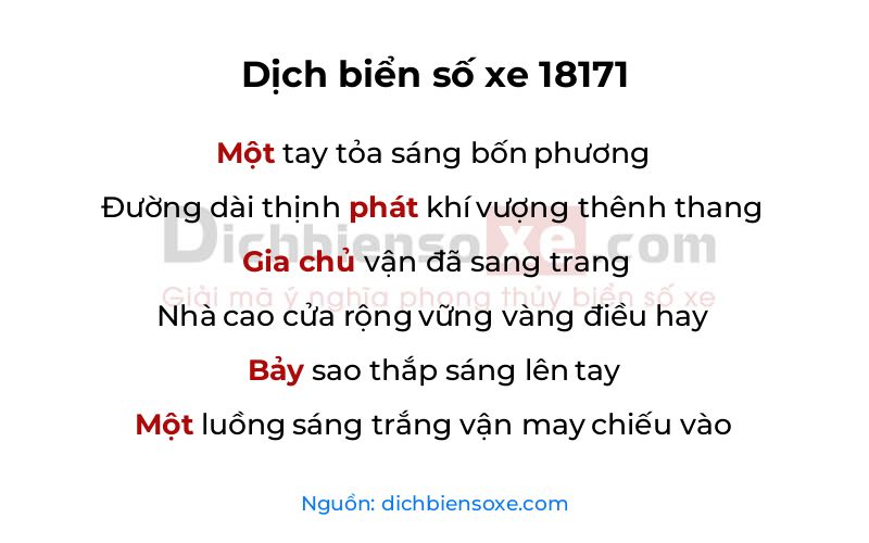 Dịch thơ biển số 18171