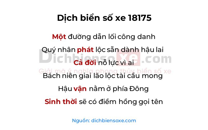Dịch thơ biển số 18175