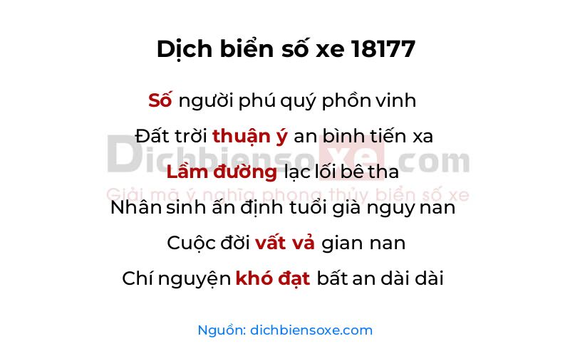 Dịch thơ biển số 18177