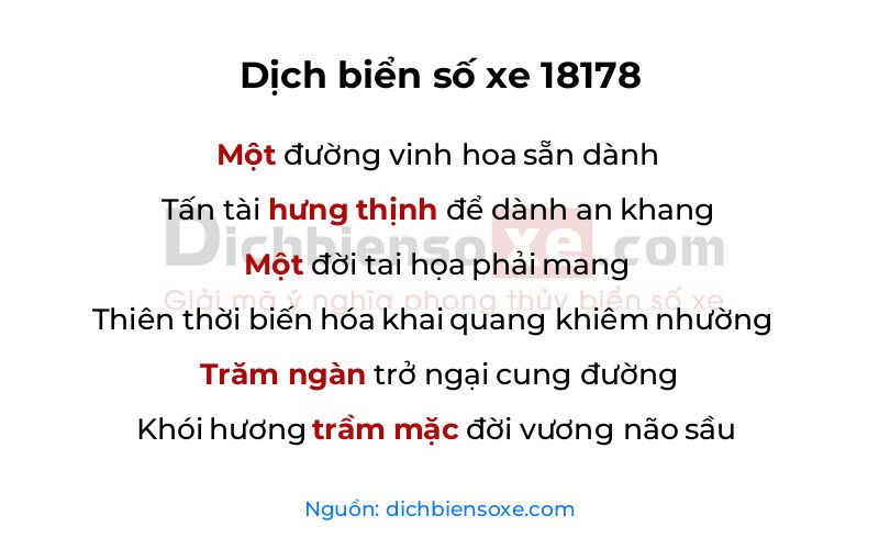 Dịch thơ biển số 18178
