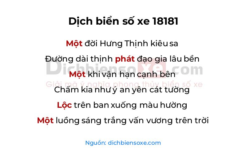 Dịch thơ biển số 18181