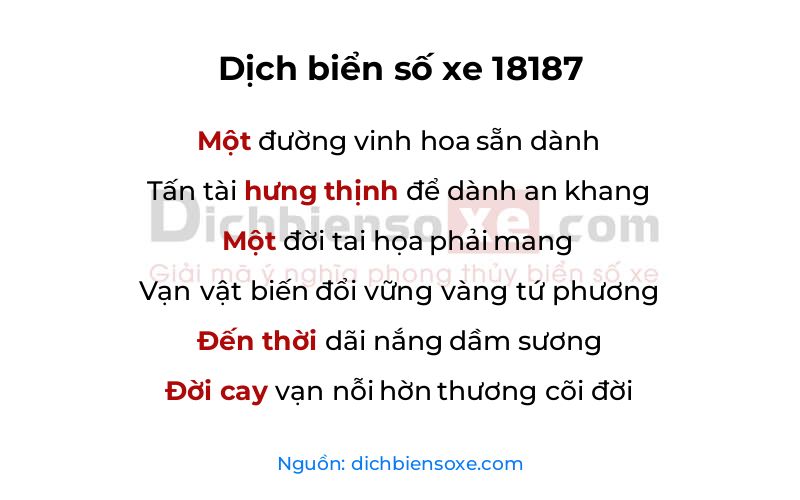 Dịch thơ biển số 18187