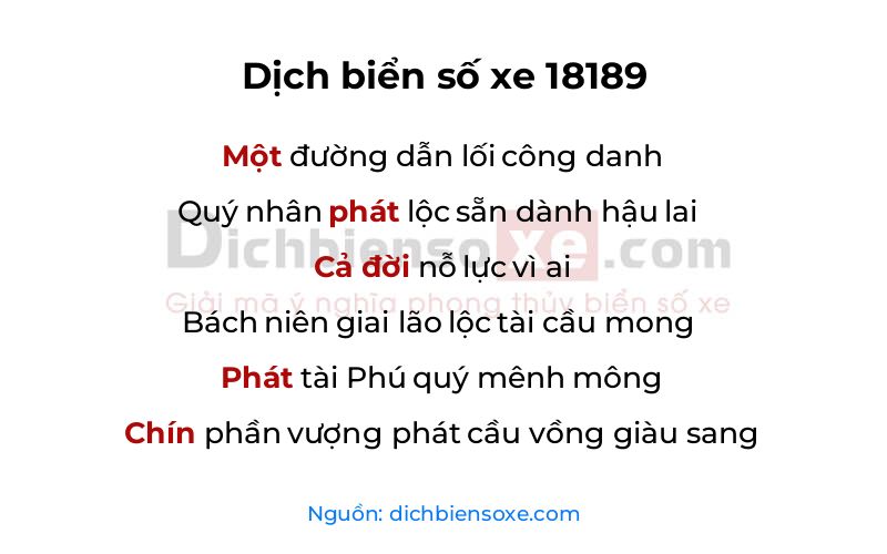 Dịch thơ biển số 18189