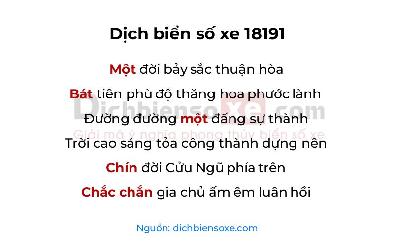 Dịch thơ biển số 18191