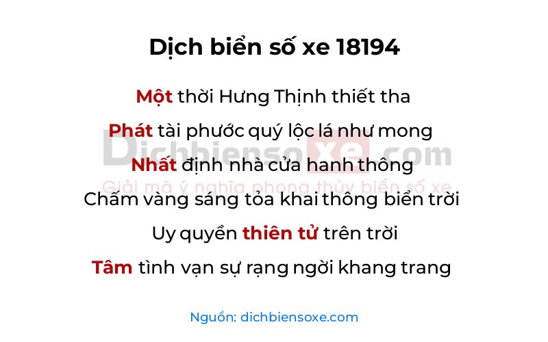 Dịch thơ biển số 18194