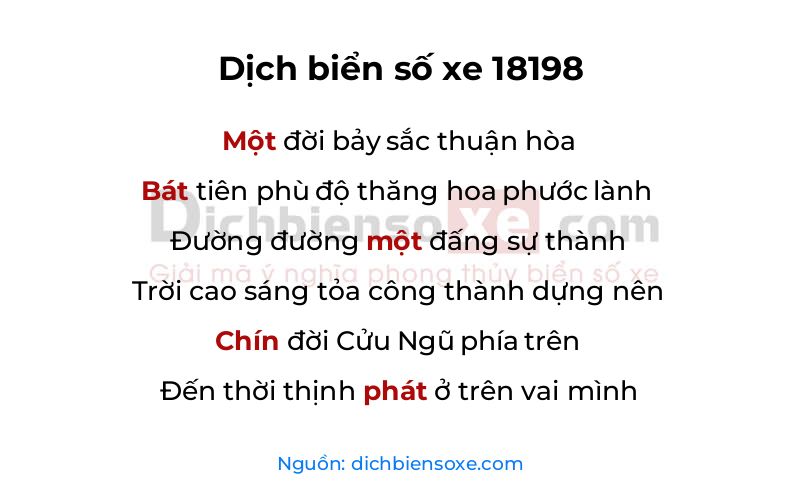 Dịch thơ biển số 18198