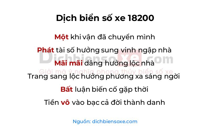 Dịch thơ biển số 18200