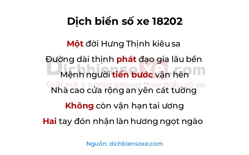 Dịch thơ biển số 18202