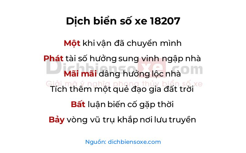 Dịch thơ biển số 18207