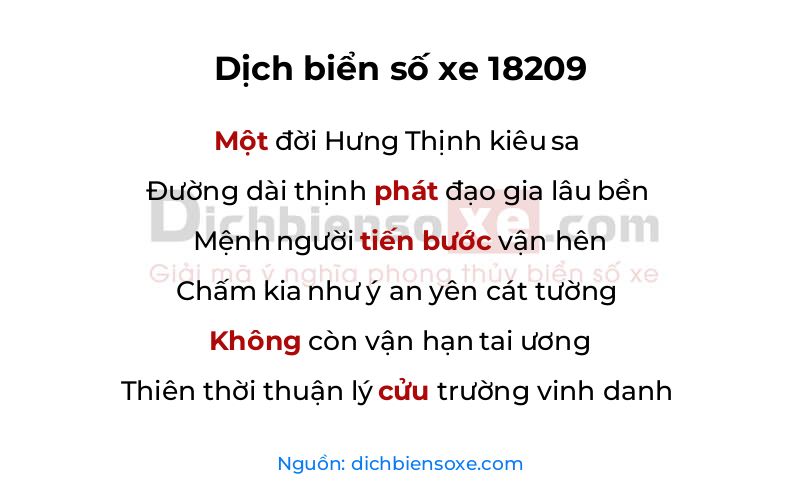Dịch thơ biển số 18209