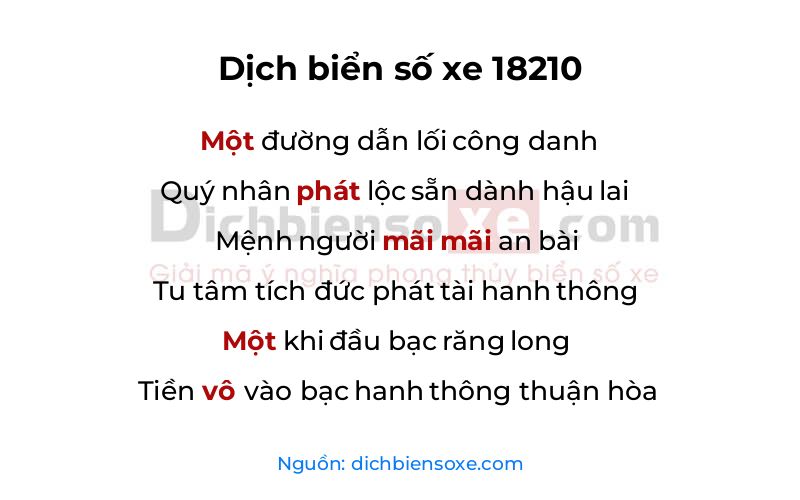 Dịch thơ biển số 18210