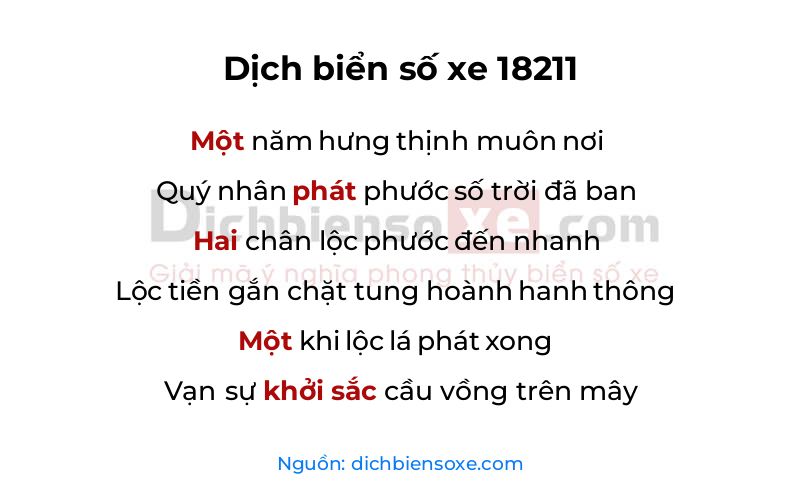 Dịch thơ biển số 18211