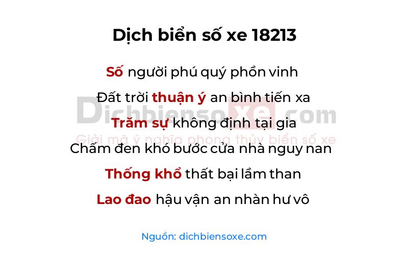 Dịch thơ biển số 18213