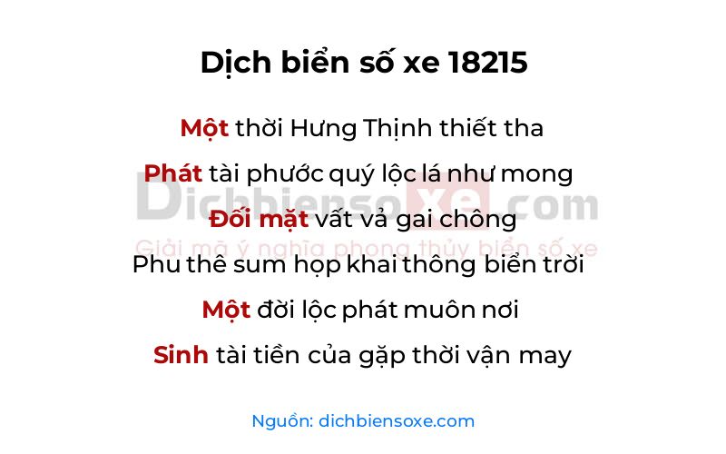 Dịch thơ biển số 18215
