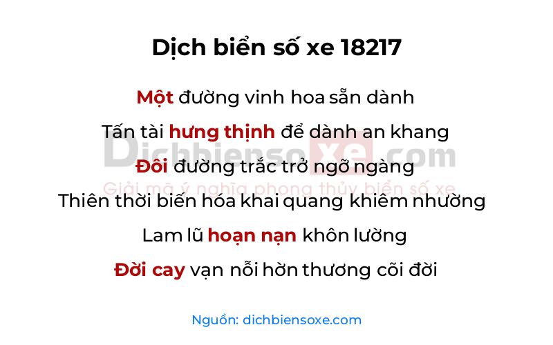Dịch thơ biển số 18217