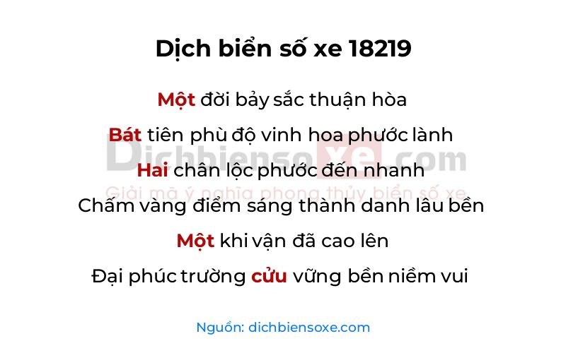 Dịch thơ biển số 18219