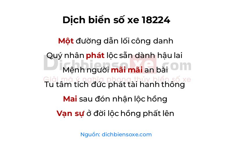 Dịch thơ biển số 18224