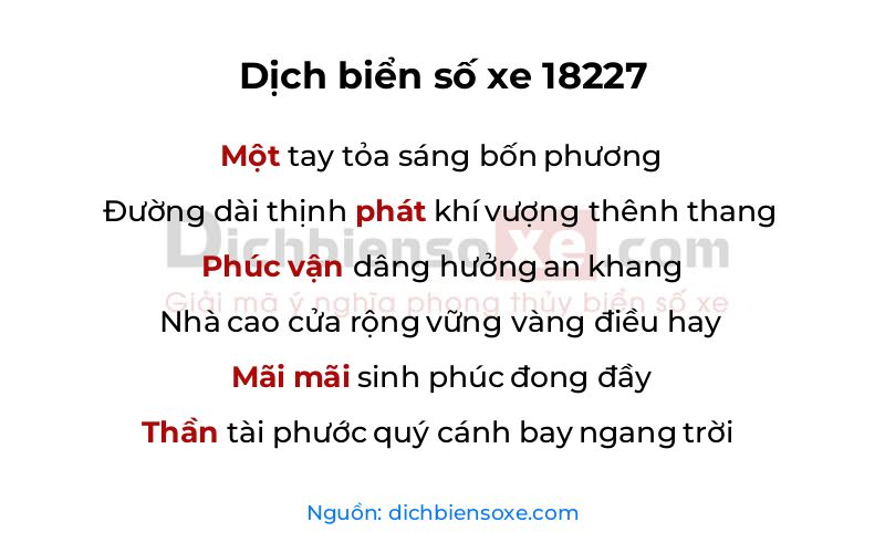 Dịch thơ biển số 18227
