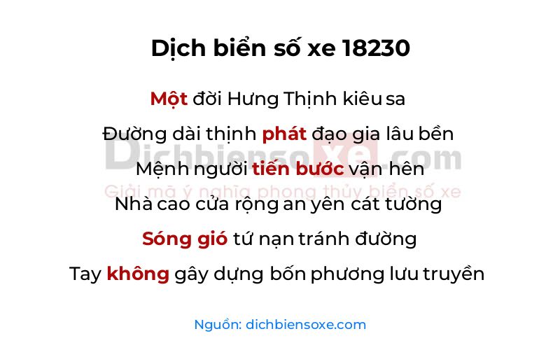 Dịch thơ biển số 18230