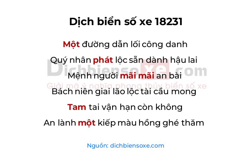 Dịch thơ biển số 18231