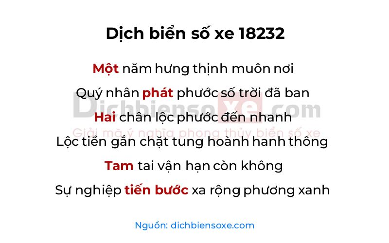 Dịch thơ biển số 18232