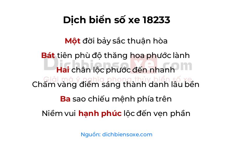 Dịch thơ biển số 18233