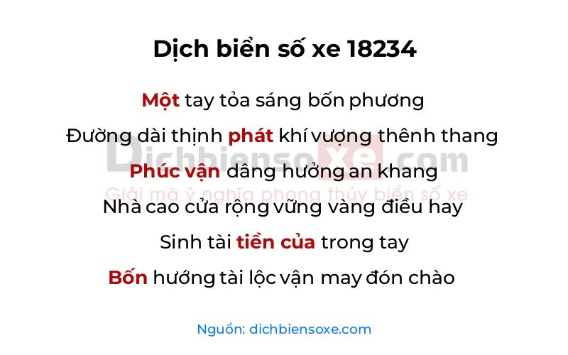 Dịch thơ biển số 18234