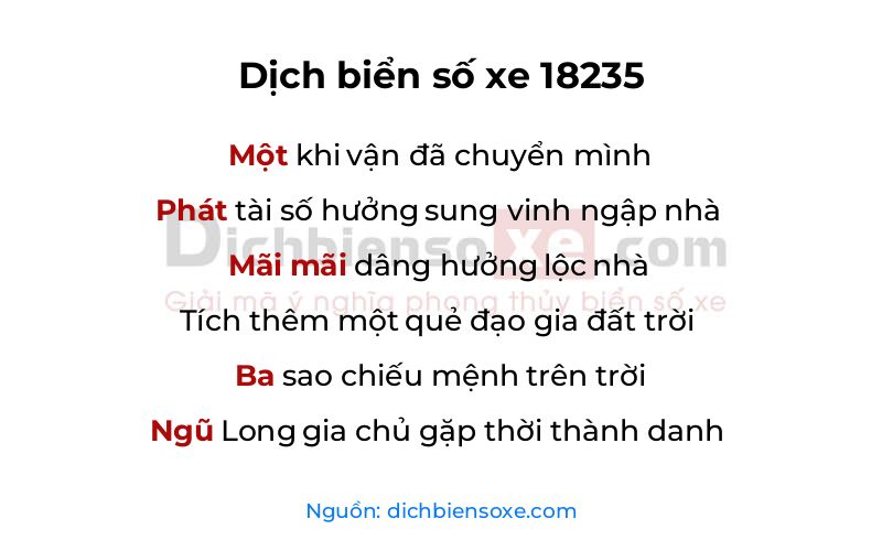Dịch thơ biển số 18235