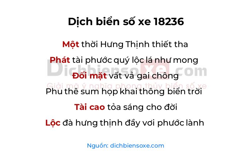Dịch thơ biển số 18236