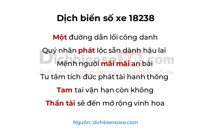 Dịch thơ biển số 18238