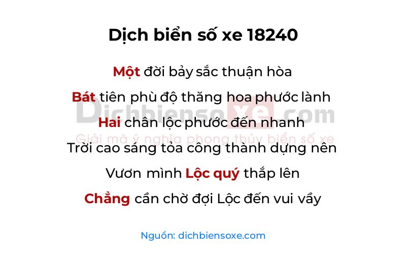 Dịch thơ biển số 18240
