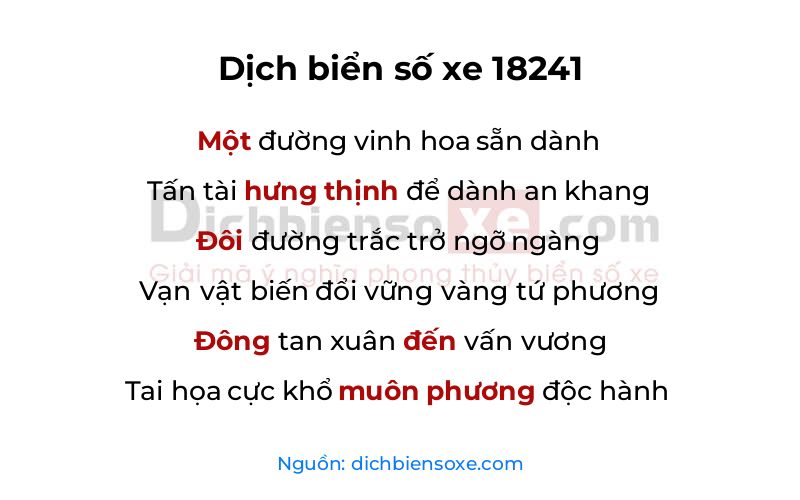 Dịch thơ biển số 18241
