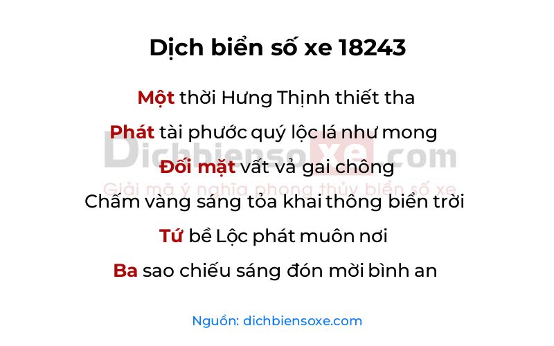 Dịch thơ biển số 18243