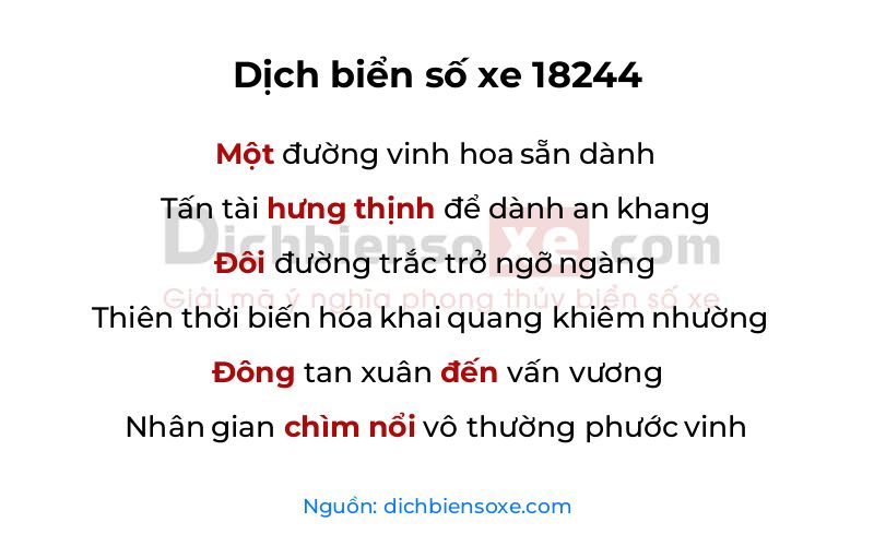Dịch thơ biển số 18244