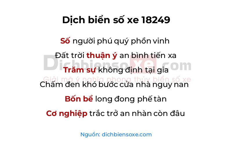 Dịch thơ biển số 18249