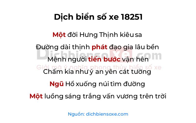 Dịch thơ biển số 18251