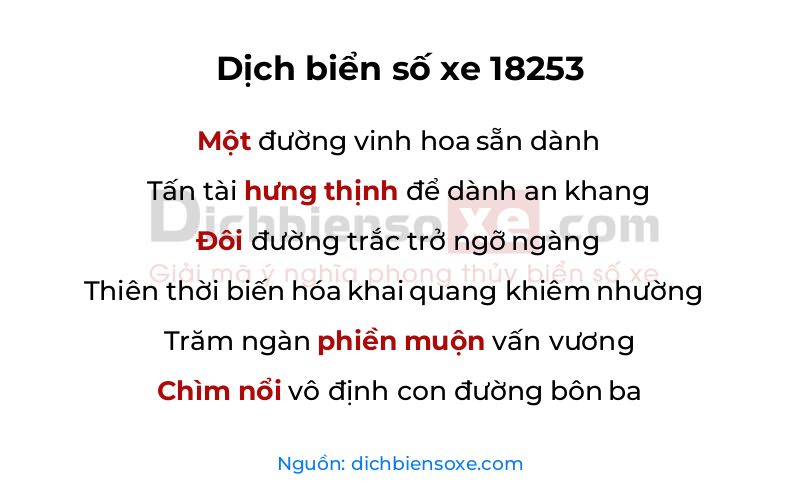 Dịch thơ biển số 18253