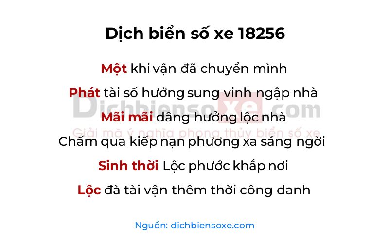 Dịch thơ biển số 18256