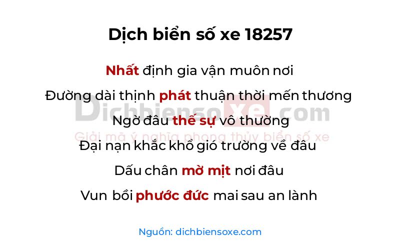 Dịch thơ biển số 18257