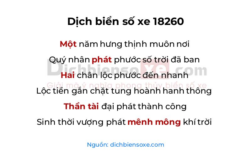 Dịch thơ biển số 18260