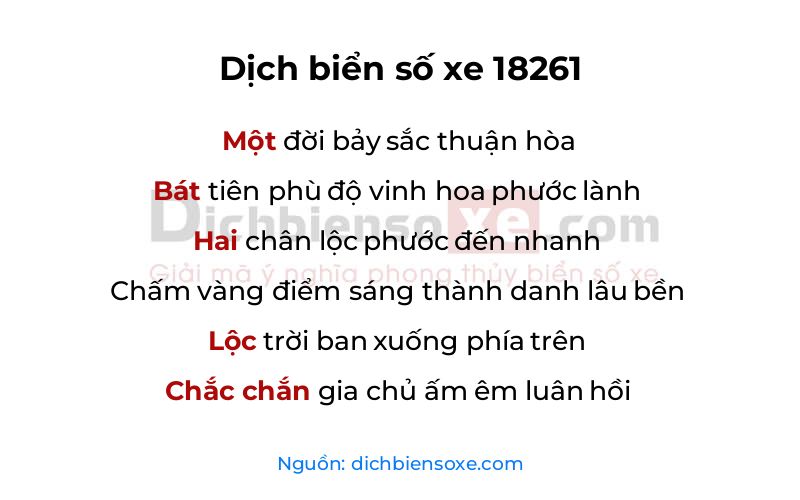 Dịch thơ biển số 18261