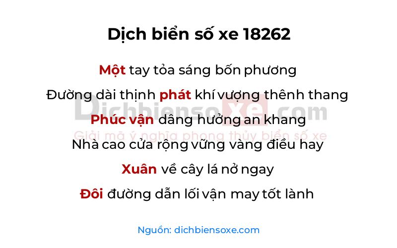 Dịch thơ biển số 18262